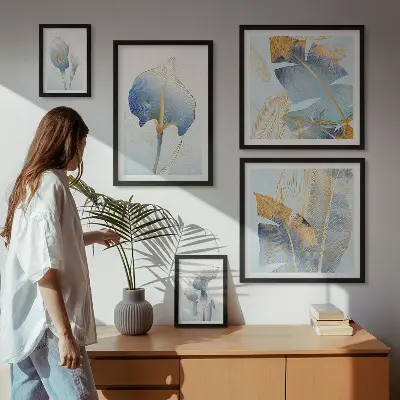 Bilderset für das Sofa stilvolle Blumen in zarter Natur