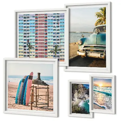 Wandbilder-Set mit stilvollen Strandlandschaften