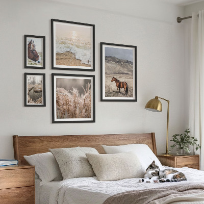 Modernes wandbilder-set Landschaften mit Pferden und Wasser