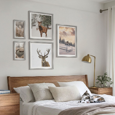Modernes wandbilder-set Winterlandschaften mit Hirschen