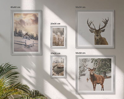 Modernes wandbilder-set Winterlandschaften mit Hirschen