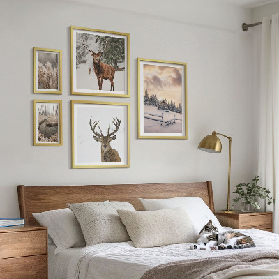 Modernes wandbilder-set Winterlandschaften mit Hirschen
