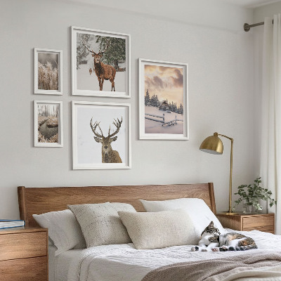 Modernes wandbilder-set Winterlandschaften mit Hirschen