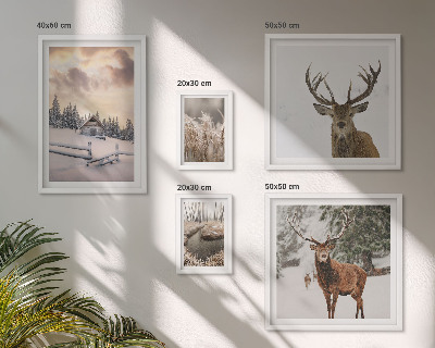 Modernes wandbilder-set Winterlandschaften mit Hirschen