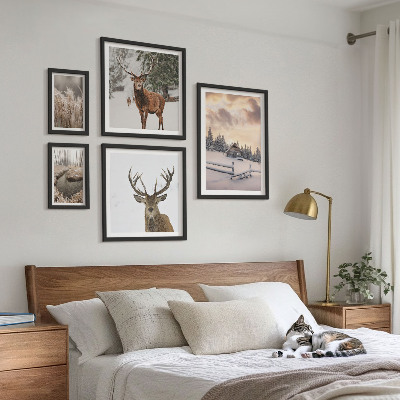 Modernes wandbilder-set Winterlandschaften mit Hirschen