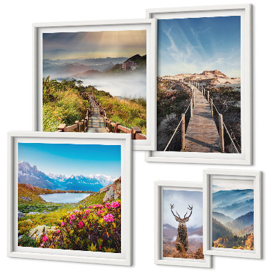 Bildergalerie-set für die wand Landschaften aus Bergen und wilden Wäldern