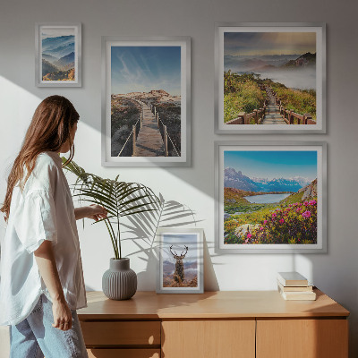 Bildergalerie-set für die wand Landschaften aus Bergen und wilden Wäldern