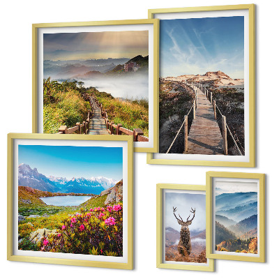 Bildergalerie-set für die wand Landschaften aus Bergen und wilden Wäldern