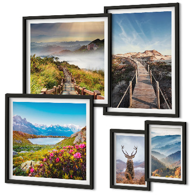 Bildergalerie-set für die wand Landschaften aus Bergen und wilden Wäldern