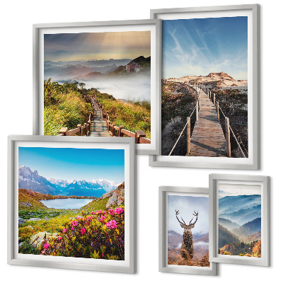 Bildergalerie-set für die wand Landschaften aus Bergen und wilden Wäldern