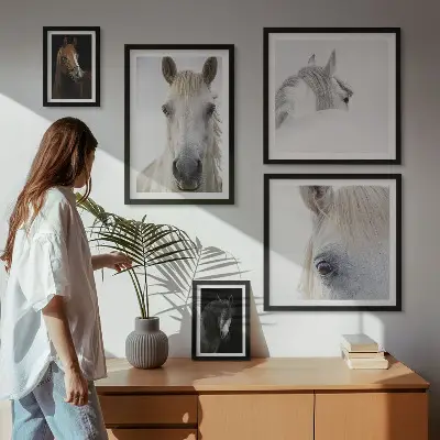 Pferdeporträts als Bilderset für das Sofa kunstvolle Wandbilder in verschiedenen Stilen