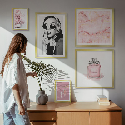 Bilderset fürs sofa Stilvolle Akzente in Rosa