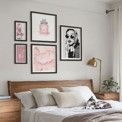 Bilderset fürs sofa Stilvolle Akzente in Rosa