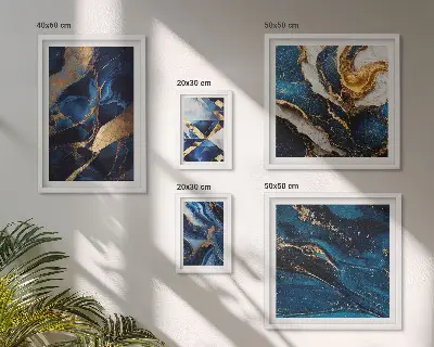 Bildergalerie-Set für die Wand mit abstrakten blauen Mustern