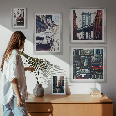 Bildergalerie-set für die wand Stilvolle Autos und Straßenarchitektur