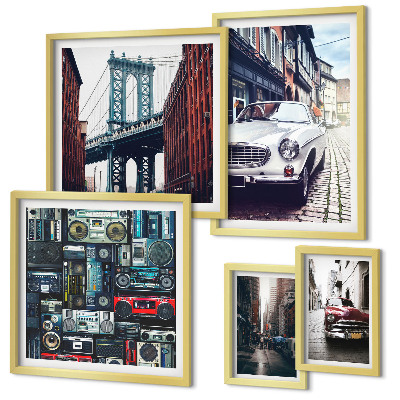 Bildergalerie-set für die wand Stilvolle Autos und Straßenarchitektur