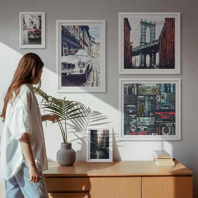 Bildergalerie-set für die wand Stilvolle Autos und Straßenarchitektur