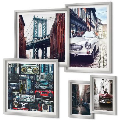 Bildergalerie-set für die wand Stilvolle Autos und Straßenarchitektur