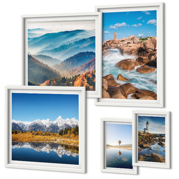 Modernes wandbilder-set Natürliche Berge, Leuchttürme am Meer