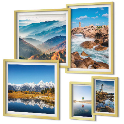 Modernes wandbilder-set Natürliche Berge, Leuchttürme am Meer