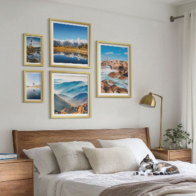 Modernes wandbilder-set Natürliche Berge, Leuchttürme am Meer