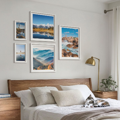 Modernes wandbilder-set Natürliche Berge, Leuchttürme am Meer
