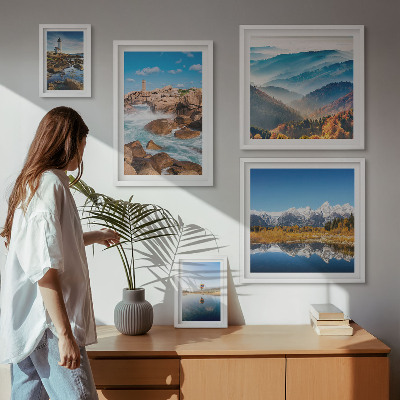 Modernes wandbilder-set Natürliche Berge, Leuchttürme am Meer