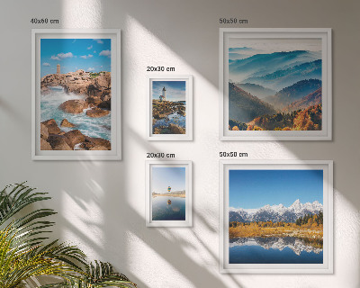 Modernes wandbilder-set Natürliche Berge, Leuchttürme am Meer