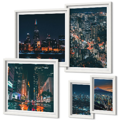 Bildergalerie-set für die wand Nachtansichten moderner Städte