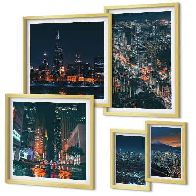 Bildergalerie-set für die wand Nachtansichten moderner Städte