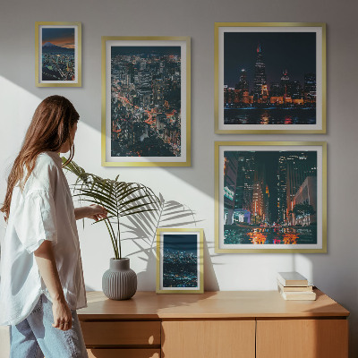 Bildergalerie-set für die wand Nachtansichten moderner Städte