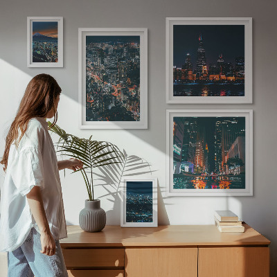 Bildergalerie-set für die wand Nachtansichten moderner Städte