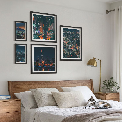 Bildergalerie-set für die wand Nachtansichten moderner Städte