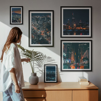 Bildergalerie-set für die wand Nachtansichten moderner Städte