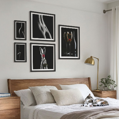 Bilderset fürs sofa Elegante, moderne Akzente in Schwarz und Rot