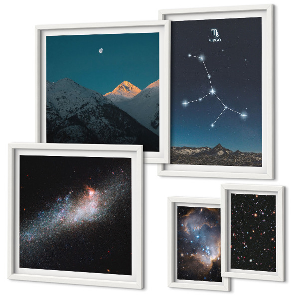 Bildergalerie-set für die wand Kosmische Landschaften bei Nachtsternen