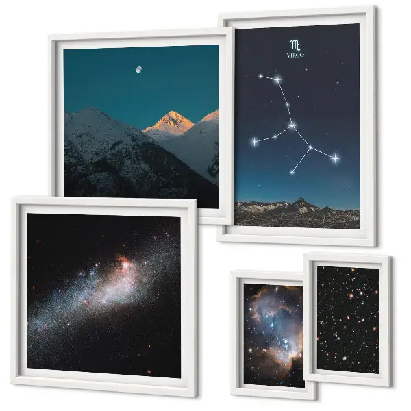 Wandbilder-Set mit kosmischen nächtlichen Landschaften