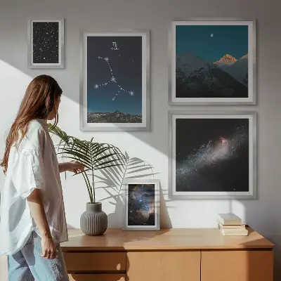 Wandbilder-Set mit kosmischen nächtlichen Landschaften