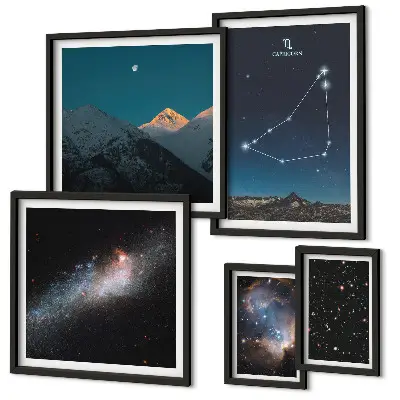 Modernes Wandbilderset mit Motiven kosmischer Landschaften