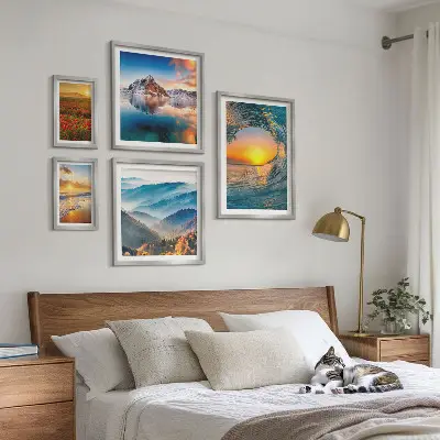 Bilderset fürs Sofa mit Naturlandschaften von Meer, Bergen und Blumen