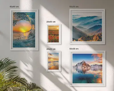 Bilderset fürs Sofa mit Naturlandschaften von Meer, Bergen und Blumen
