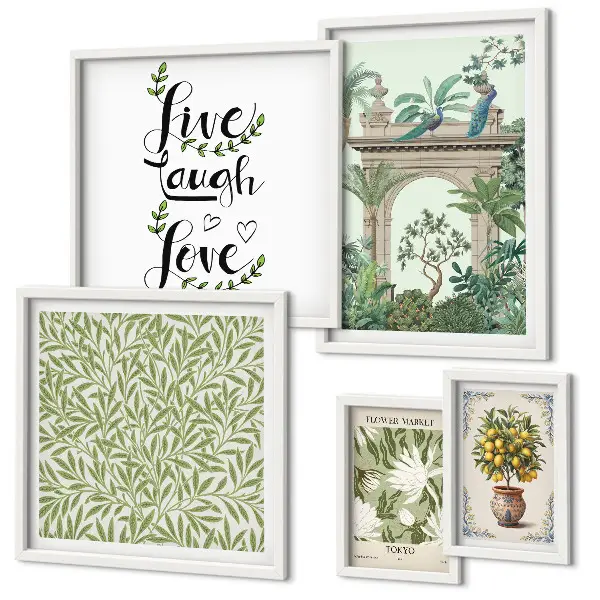 Bildergalerie-Set für die Wand mit Pflanzenmotiven und Boho-Akzenten