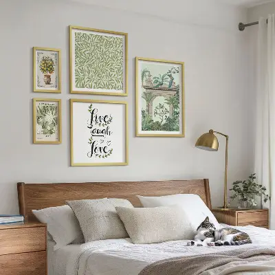 Bildergalerie-Set für die Wand mit Pflanzenmotiven und Boho-Akzenten