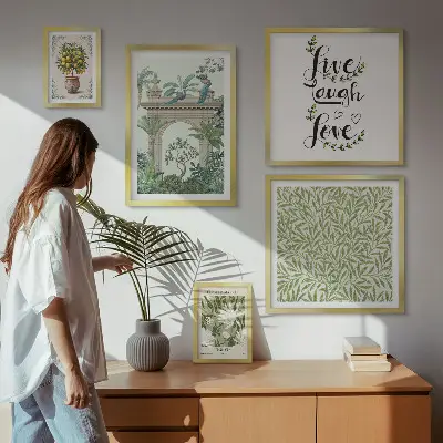 Bildergalerie-Set für die Wand mit Pflanzenmotiven und Boho-Akzenten