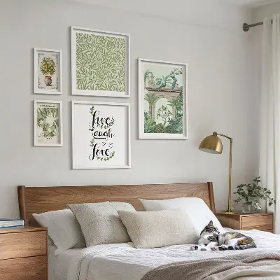 Bildergalerie-Set für die Wand mit Pflanzenmotiven und Boho-Akzenten
