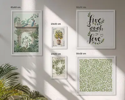 Bildergalerie-Set für die Wand mit Pflanzenmotiven und Boho-Akzenten