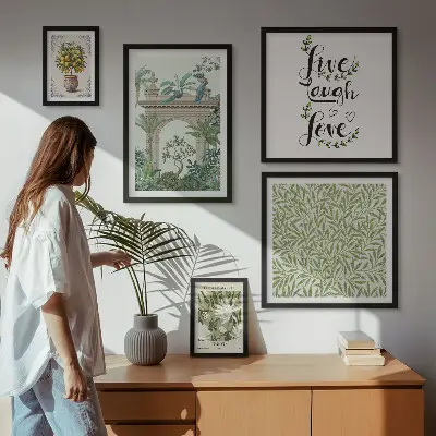 Bildergalerie-Set für die Wand mit Pflanzenmotiven und Boho-Akzenten