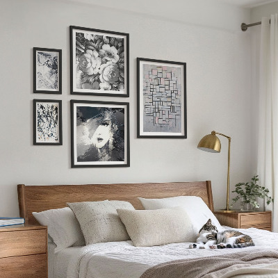 Bilderset fürs sofa Abstrakte Blumen, modernes Porträt