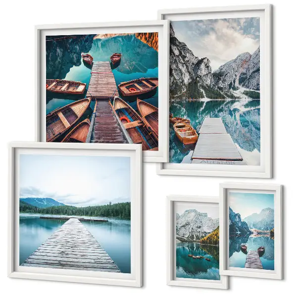Modernes Wandbilder-Set Berglandschaften und Wasserwege