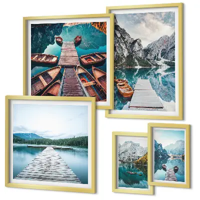 Modernes Wandbilder-Set Berglandschaften und Wasserwege